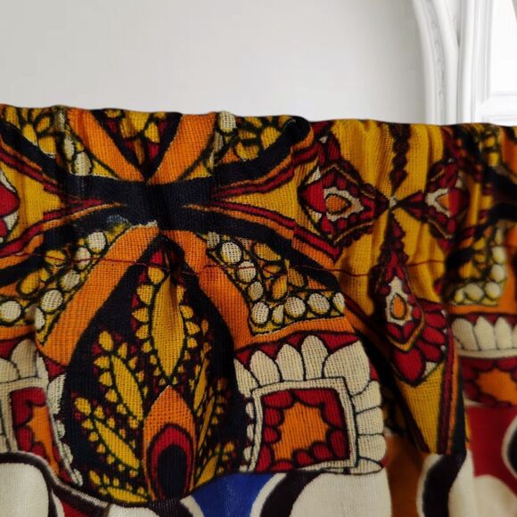 Vintage 70s Psychedelic Skirt Size S Wavy Geometric Print Elastic Waist Knee - Picture 12 of 15